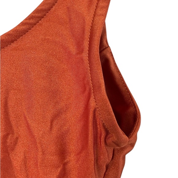 Haute Monde | Orange silky sleeveless deep v-neck midi dress - Picture 10 of 12